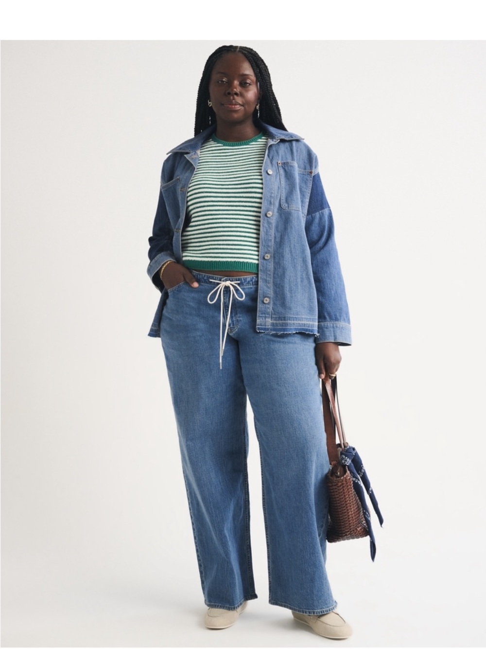 Abercrombie & Fitch curve, love low rise linen blend ultra loose denim